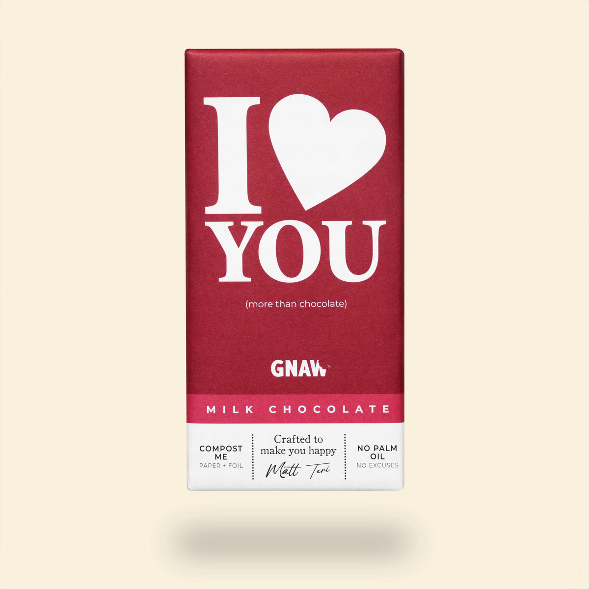 Tablette de chocolat au lait GNAW « I Love You »