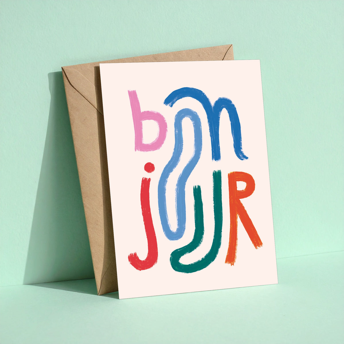 Bonjour reusable greeting card with kraft envelope