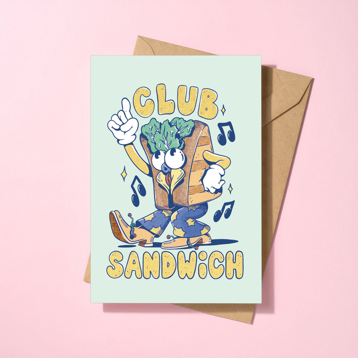 Club Sandwich reusable greeting card with kraft envelope