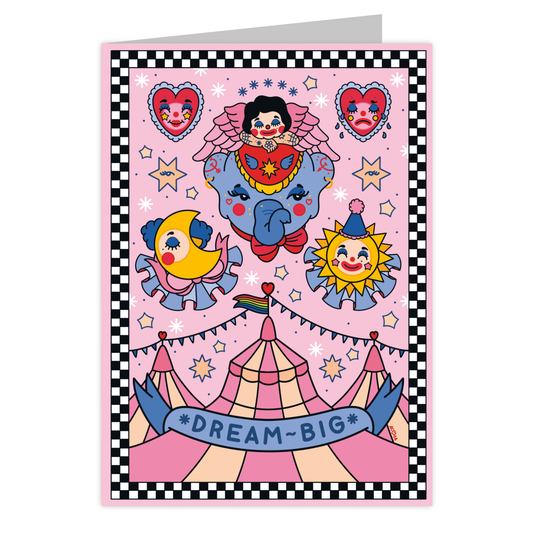 Front of the Dream Big reusable greeting card