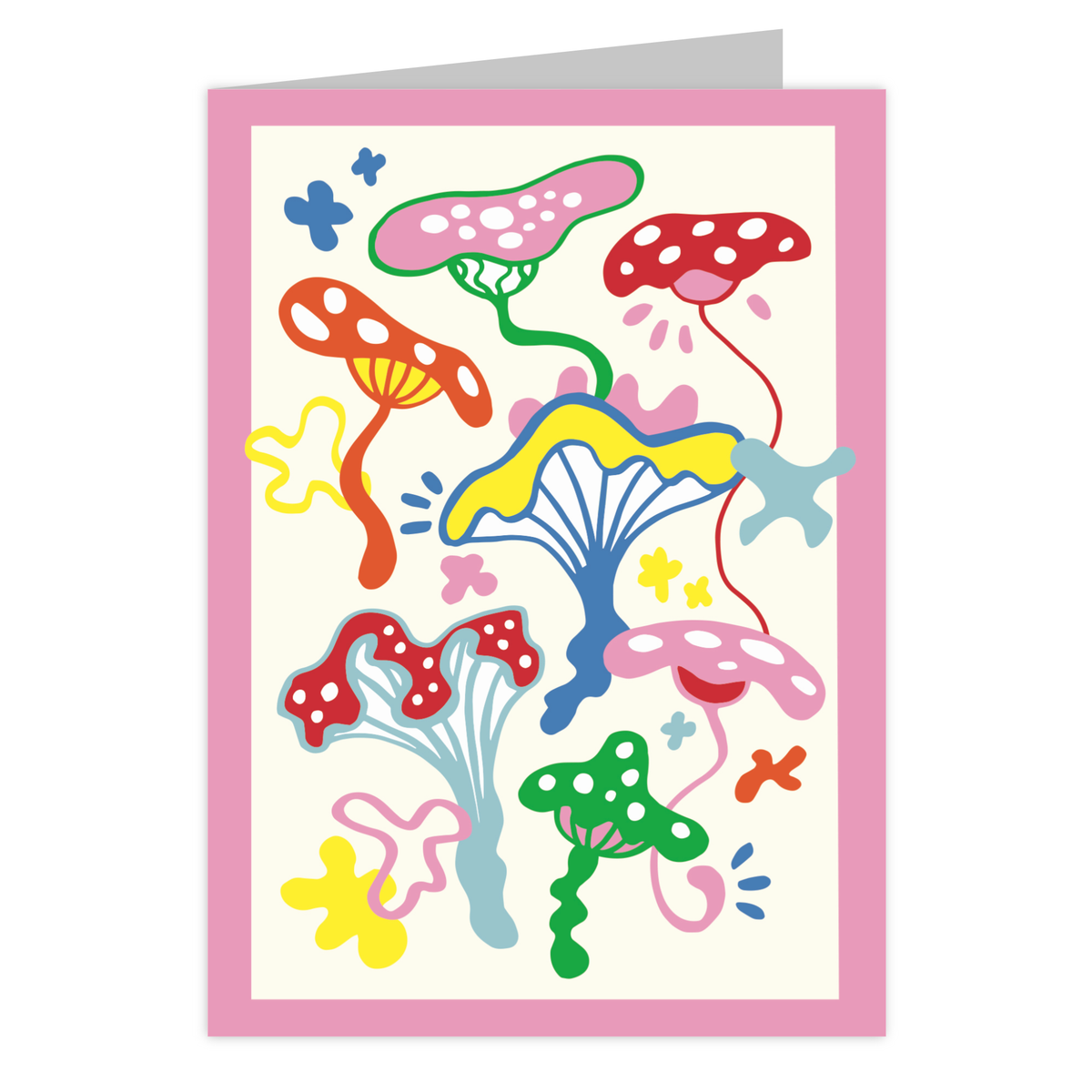 Front of the Funky Fungi reusable greeting card