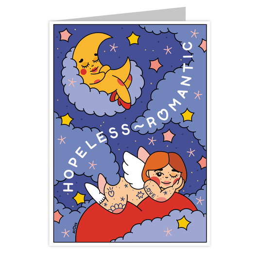 Front of the Hopeless Romantic reusable love card