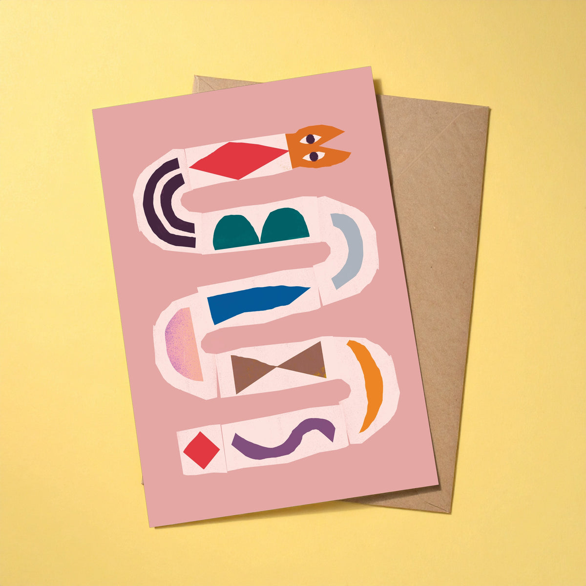 Le Serpent reusable greeting card with kraft envelope