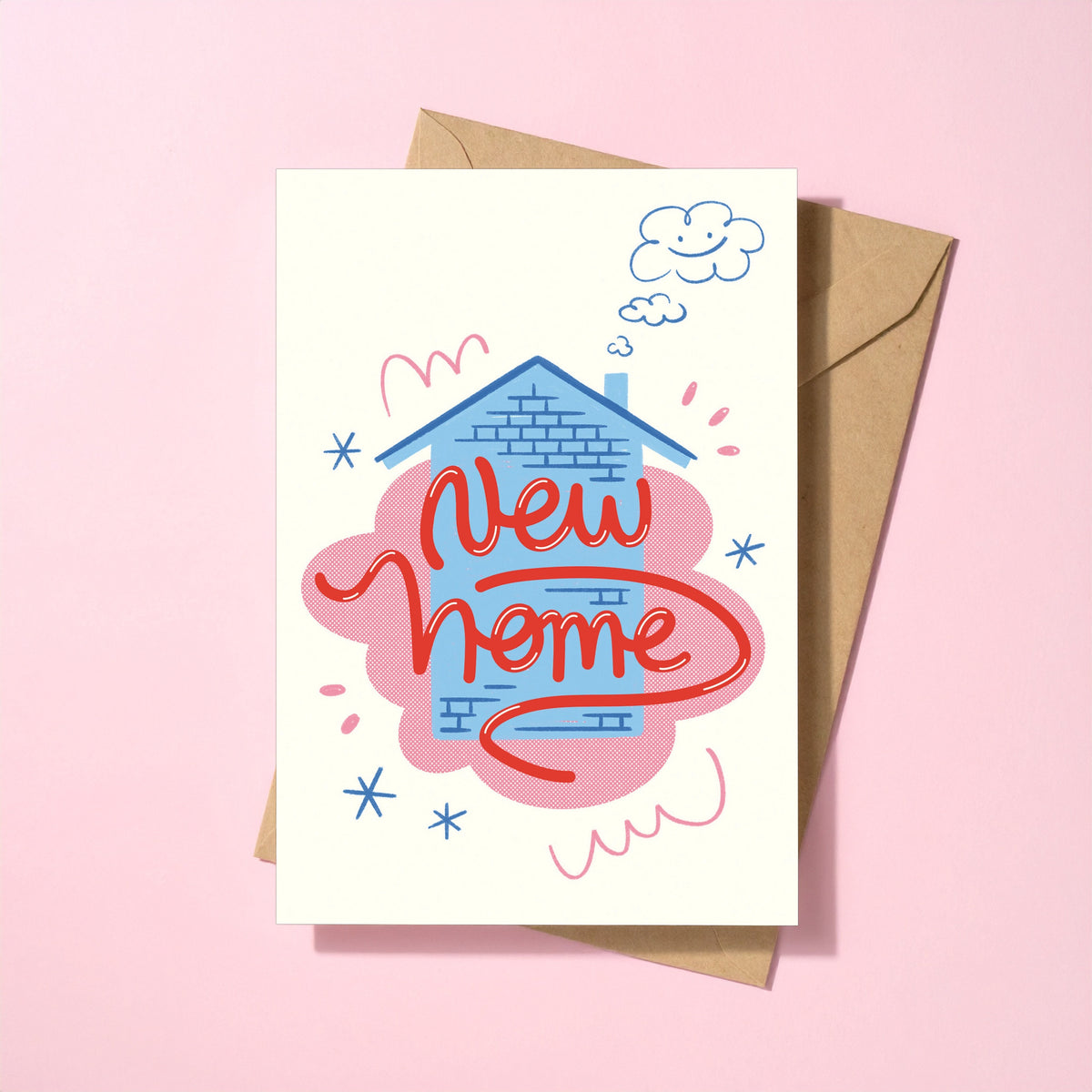 New Home reusable housewarming card with kraft envelope