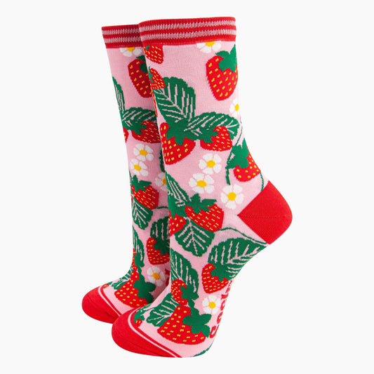 Strawberries Bamboo Socks by Sock Talk
