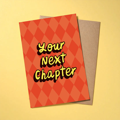 Your Next Chapter reusable greeting card with detachable bookmark and kraft envelope
