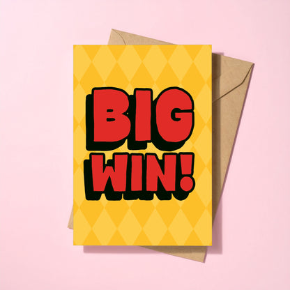 Big Win! reusable greeting card with detachable bookmark and kraft envelope