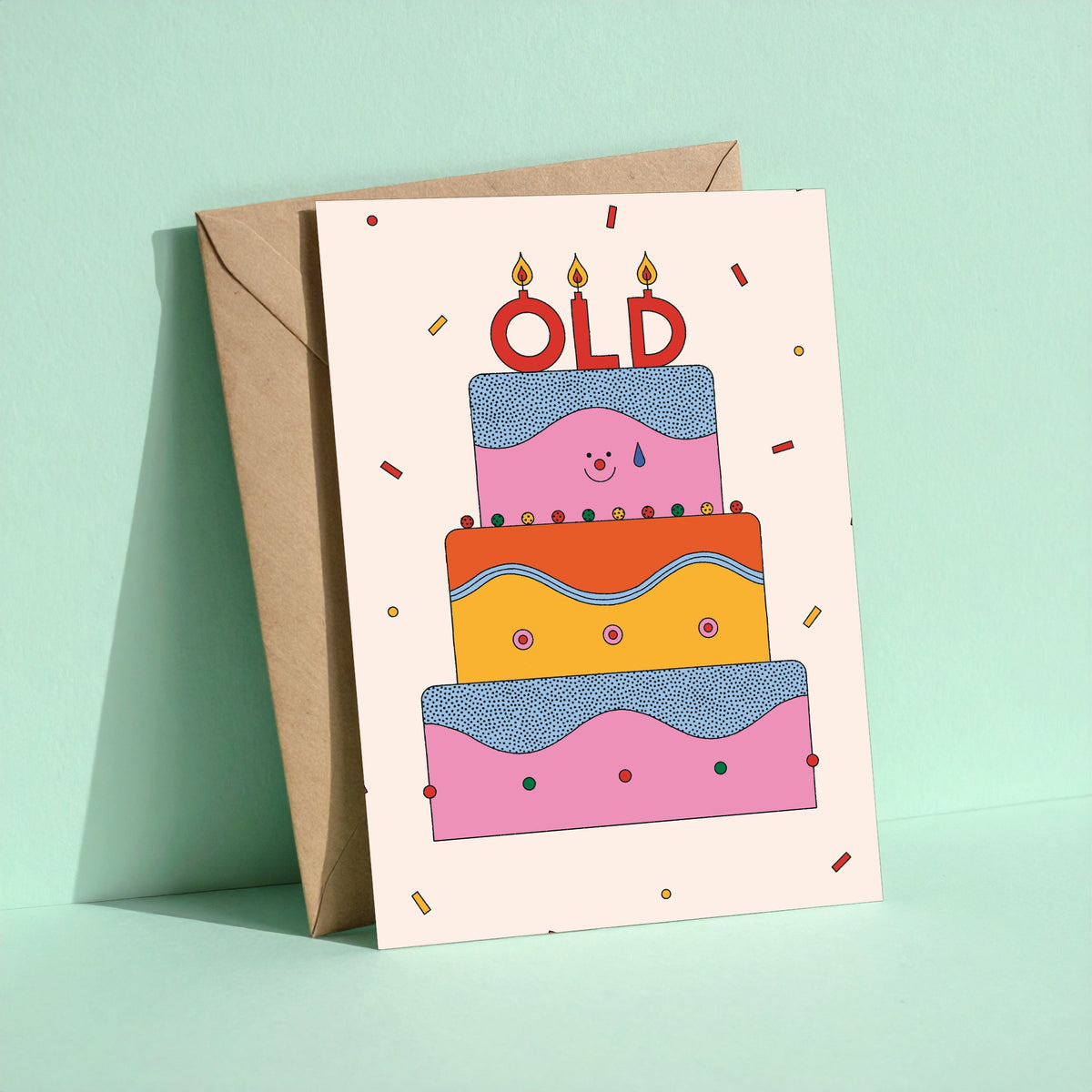Birthday Cake reusable birthday card with kraft envelope