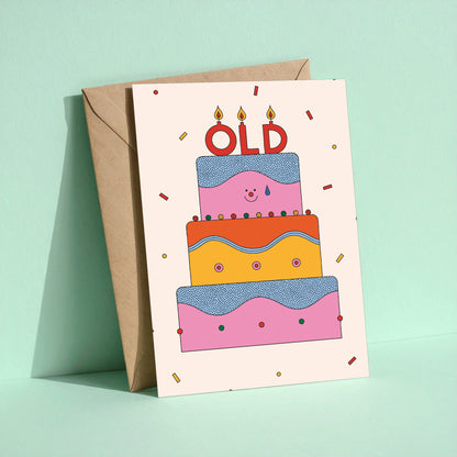 Birthday Cake reusable birthday card with kraft envelope