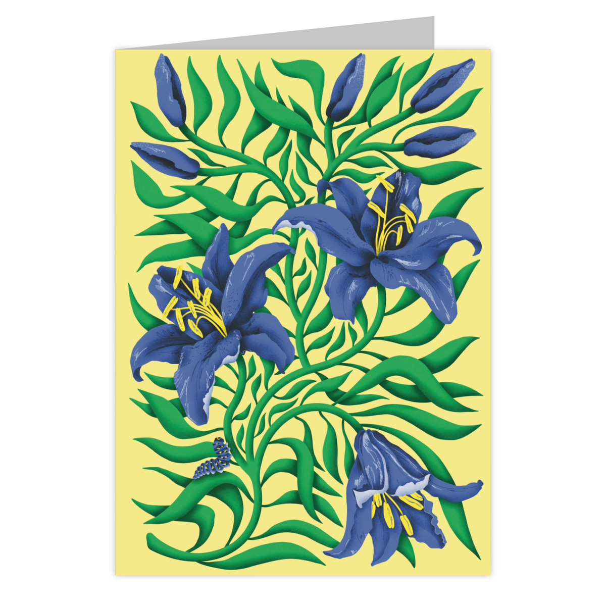 Front of the Blue Lilies reusable greeting card