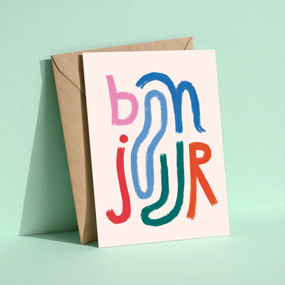 Bonjour reusable greeting card with kraft envelope