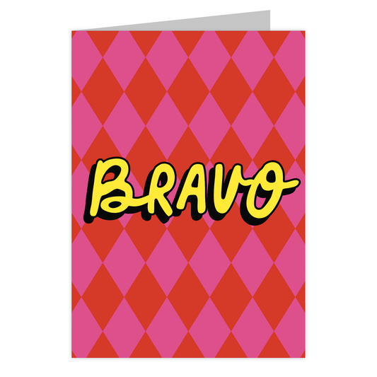 Front of the Bravo reusable congratulations card