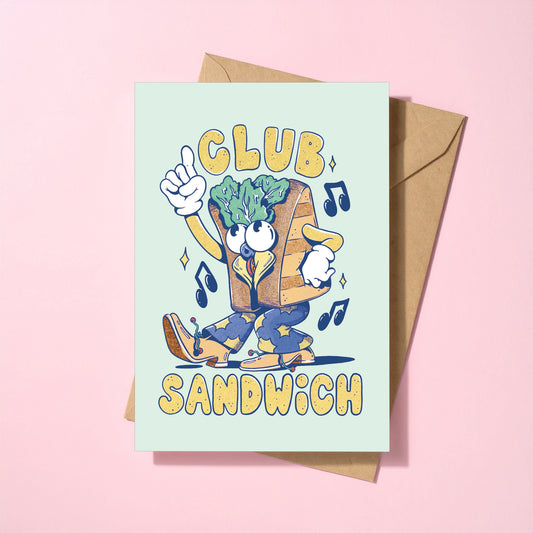 Club Sandwich reusable greeting card with kraft envelope