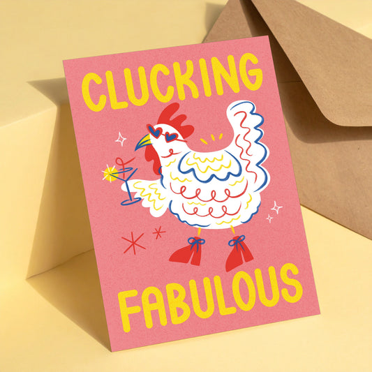 Clucking Fabulous reusable greeting card with kraft envelope