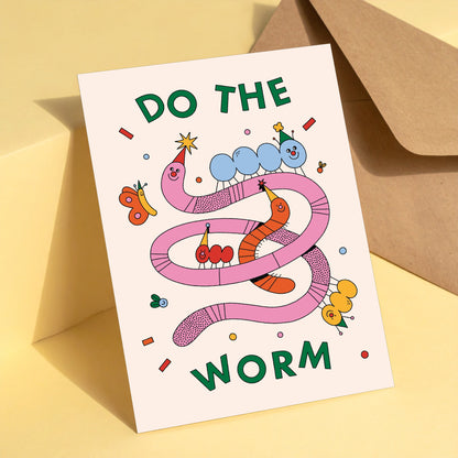 Do The Worm reusable greeting card with kraft envelope