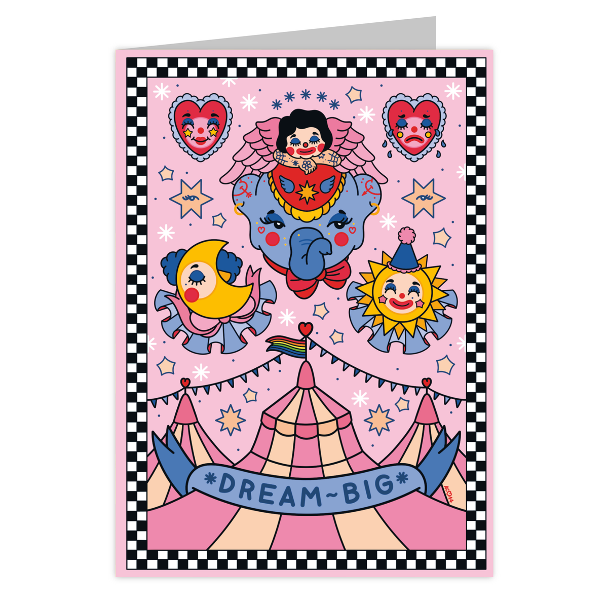 Front of the Dream Big reusable greeting card