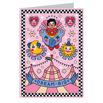 Front of the Dream Big reusable greeting card