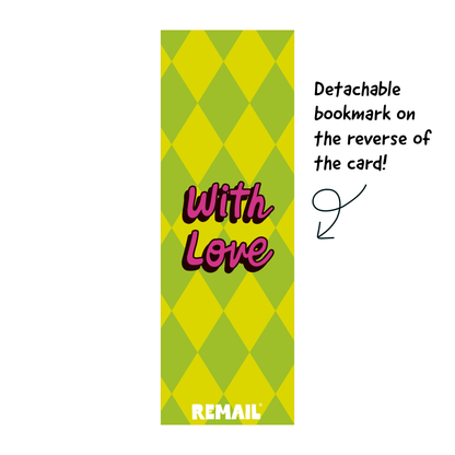 Back of the Thinking of You bookmark greeting card showing the detachable bookmark