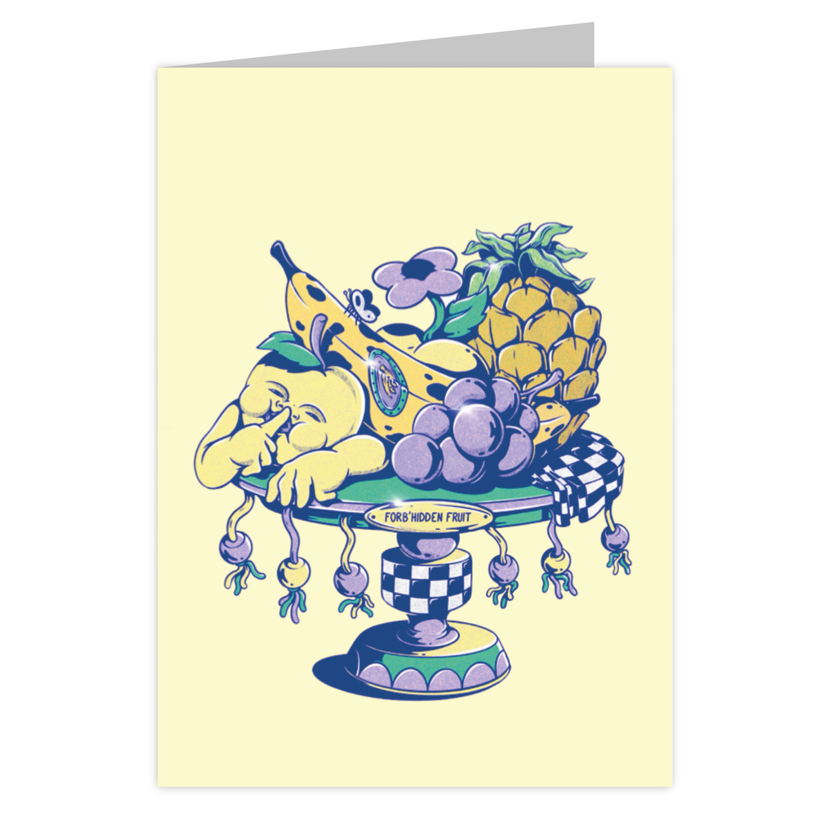 Front of the Forbidden Fruit reusable greeting card