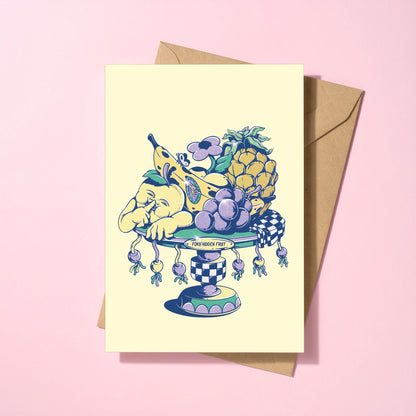 Forbidden Fruit reusable greeting card with kraft envelope