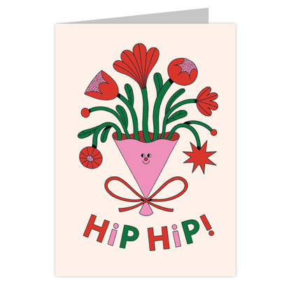 Front of the Hip Hip! reusable greeting card