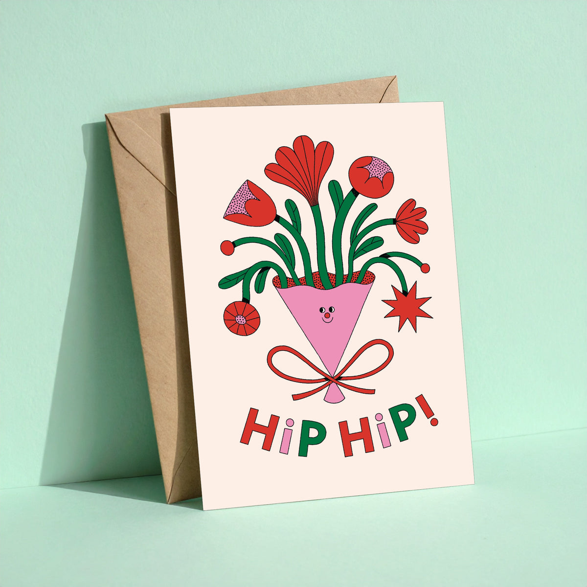 Hip Hip! reusable greeting card with kraft envelope