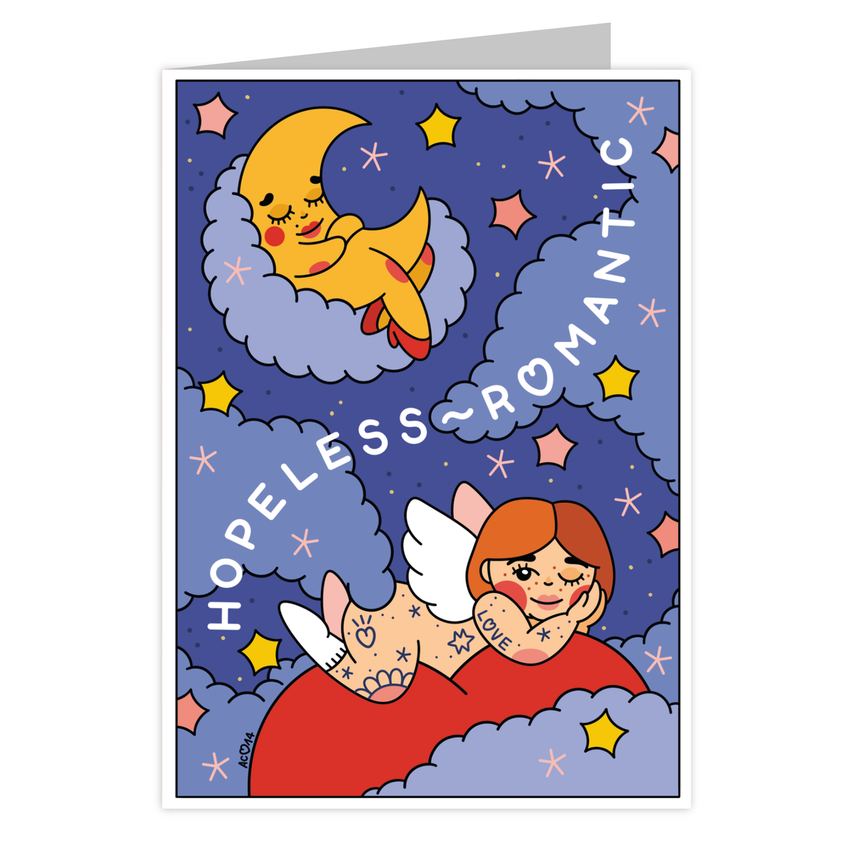 Front of the Hopeless Romantic reusable love card