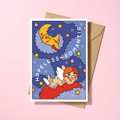 Hopeless Romantic reusable love card with kraft envelope