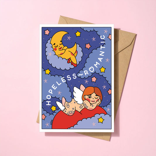 Hopeless Romantic reusable love card with kraft envelope