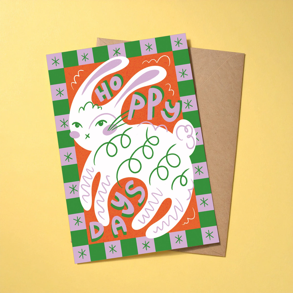 Hoppy Days reusable Easter card with kraft envelope