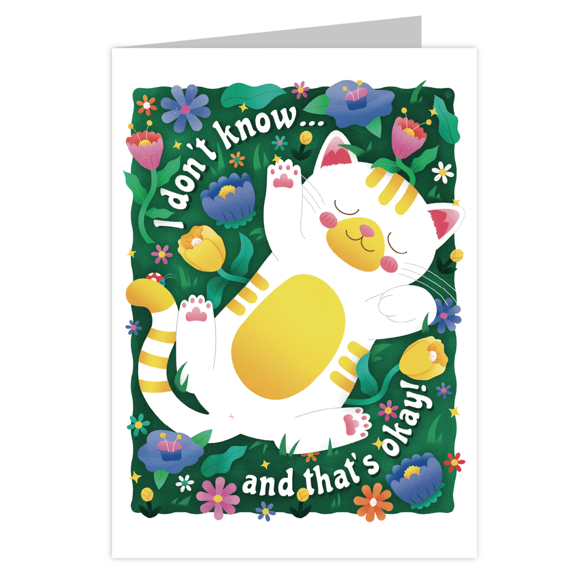 Front of the I Don't Know and That's Okay reusable greeting card