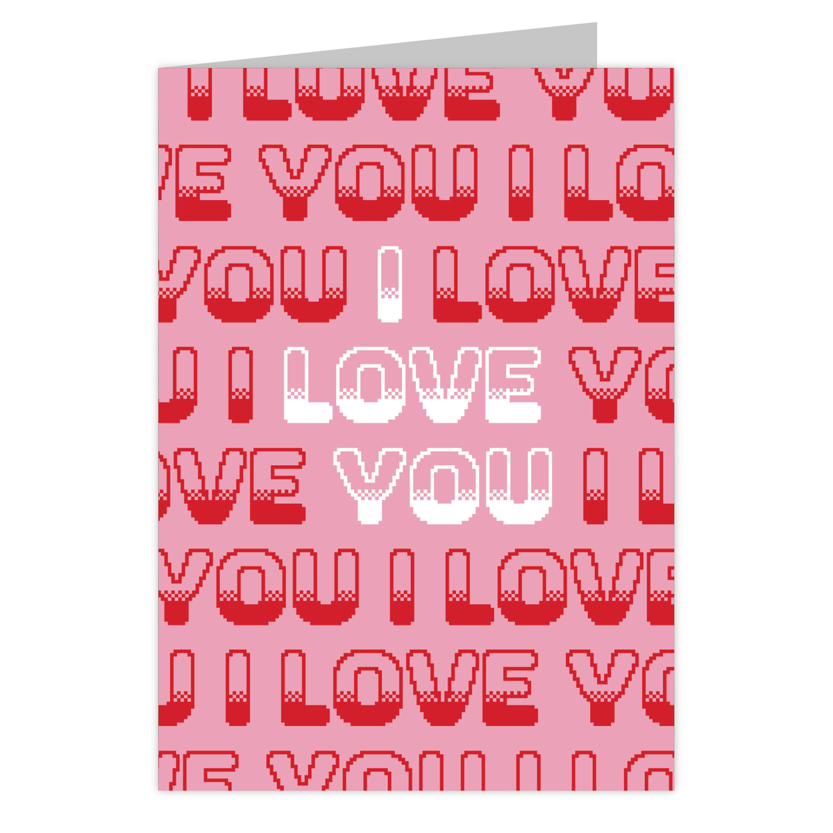 Front of the I Love You Retro (Pink) reusable love card