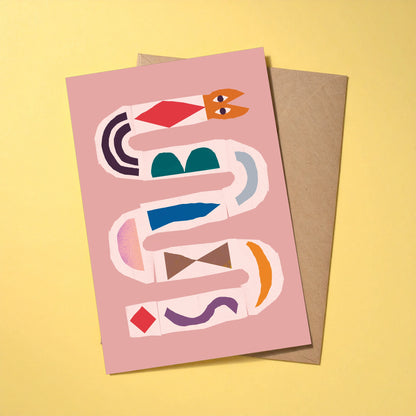 Le Serpent reusable greeting card with kraft envelope