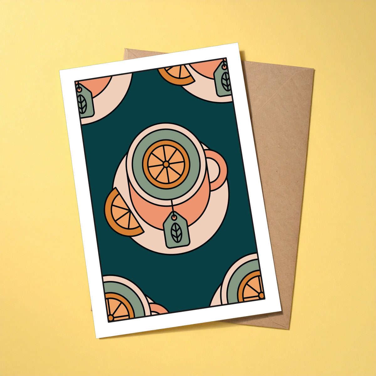 Lemon Tea reusable greeting card with kraft envelope