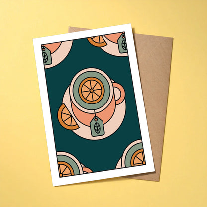 Lemon Tea reusable greeting card with kraft envelope