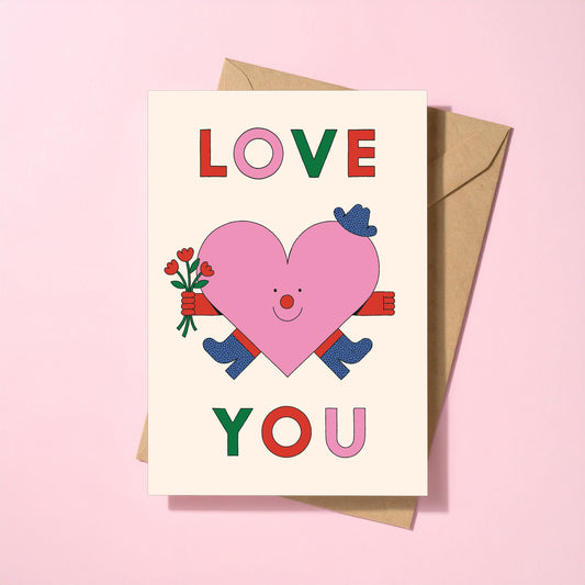 Love You reusable love card with kraft envelope