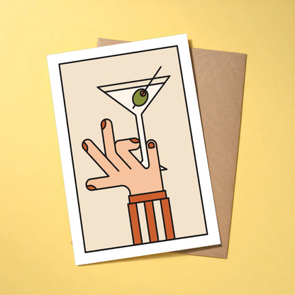 Martini reusable greeting card with kraft envelope