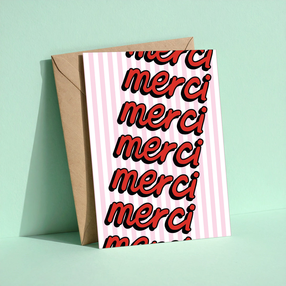 Merci reusable thank you card with kraft envelope