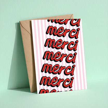 Merci reusable thank you card with kraft envelope