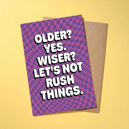 Older Not Wiser reusable birthday card with kraft envelope