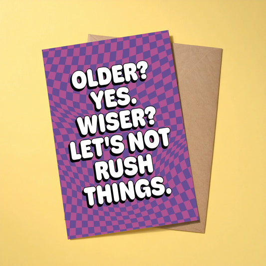 Older Not Wiser reusable birthday card with kraft envelope