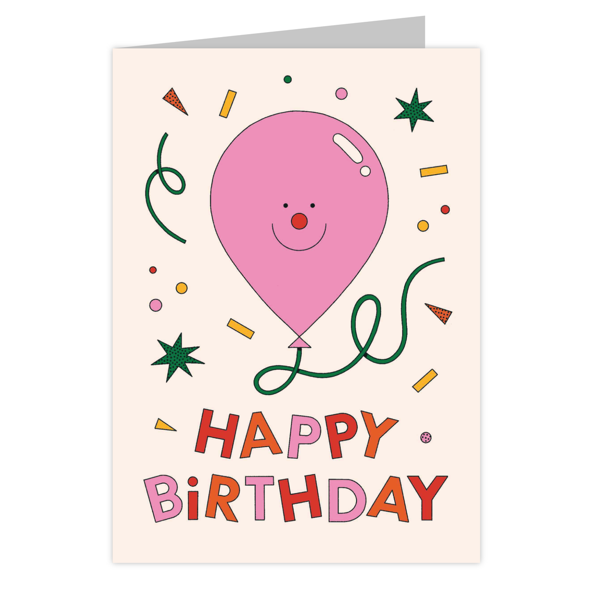 Front of the Pink Balloon reusable birthday card
