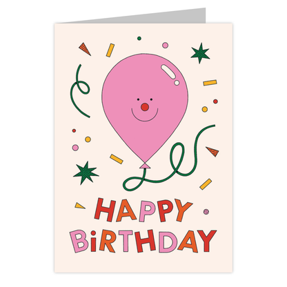 Front of the Pink Balloon reusable birthday card