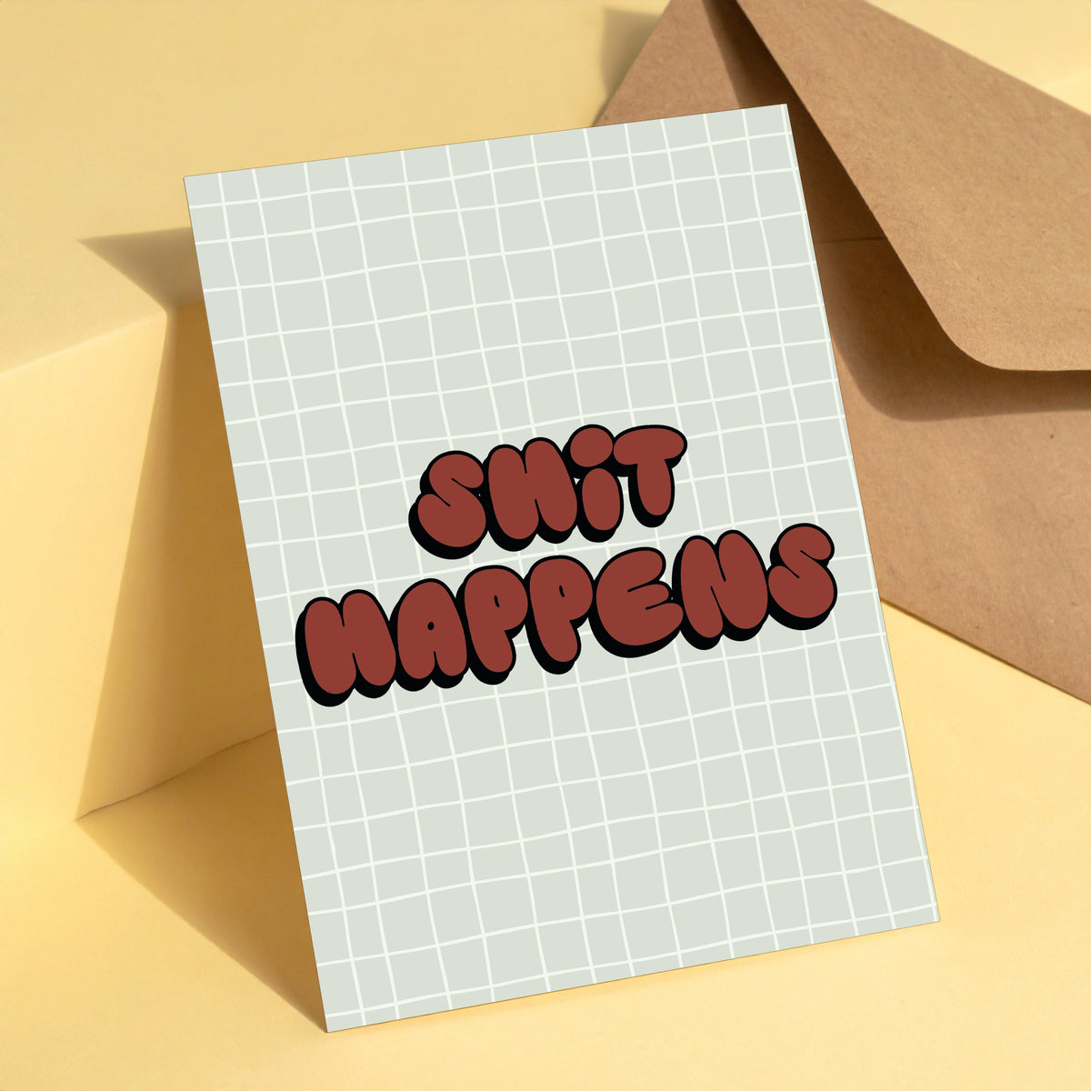 Shit Happens reusable greeting card with kraft envelope