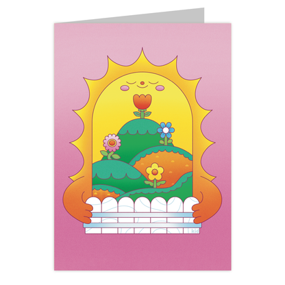 Front of the Sun's Garden reusable greeting card