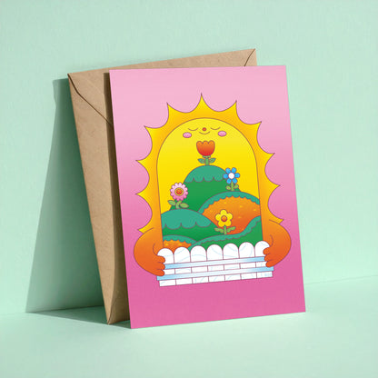 Sun's Garden reusable greeting card with kraft envelope
