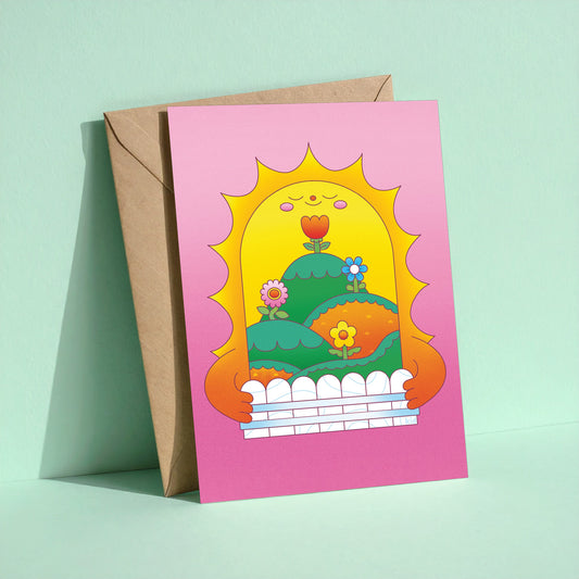 Sun's Garden reusable greeting card with kraft envelope