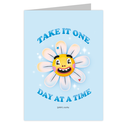 Front of the Take It One Day at a Time reusable encouragement card