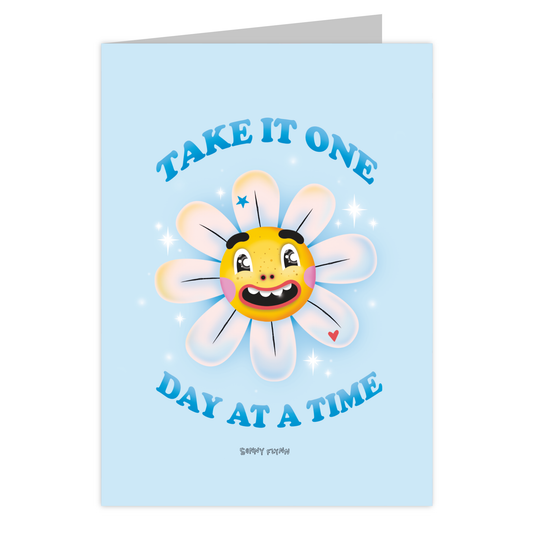 Front of the Take It One Day at a Time reusable encouragement card