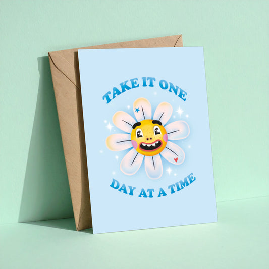 Take It One Day at a Time reusable encouragement card with kraft envelope